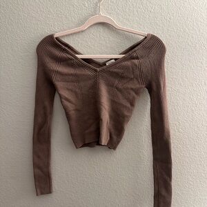 Abercrombie & Fitch Tan Ribbed V-Neck Sweater